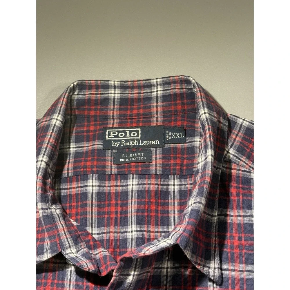 Polo Ralph Lauren‎ Men's G.I. Shirt Plaid Flannel Cotton 2XL XXL Long Sleeve
